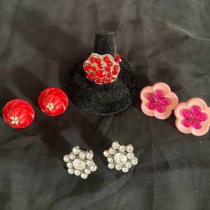Red Earring & Ring Lot